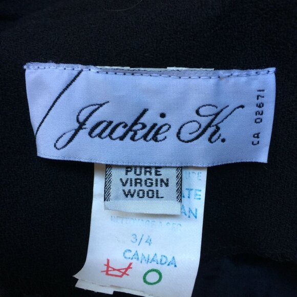 Jackie K Womens Sheath Dress Sheer Striped Sleeves Button Front Pure Wool Black - Picture 3 of 11